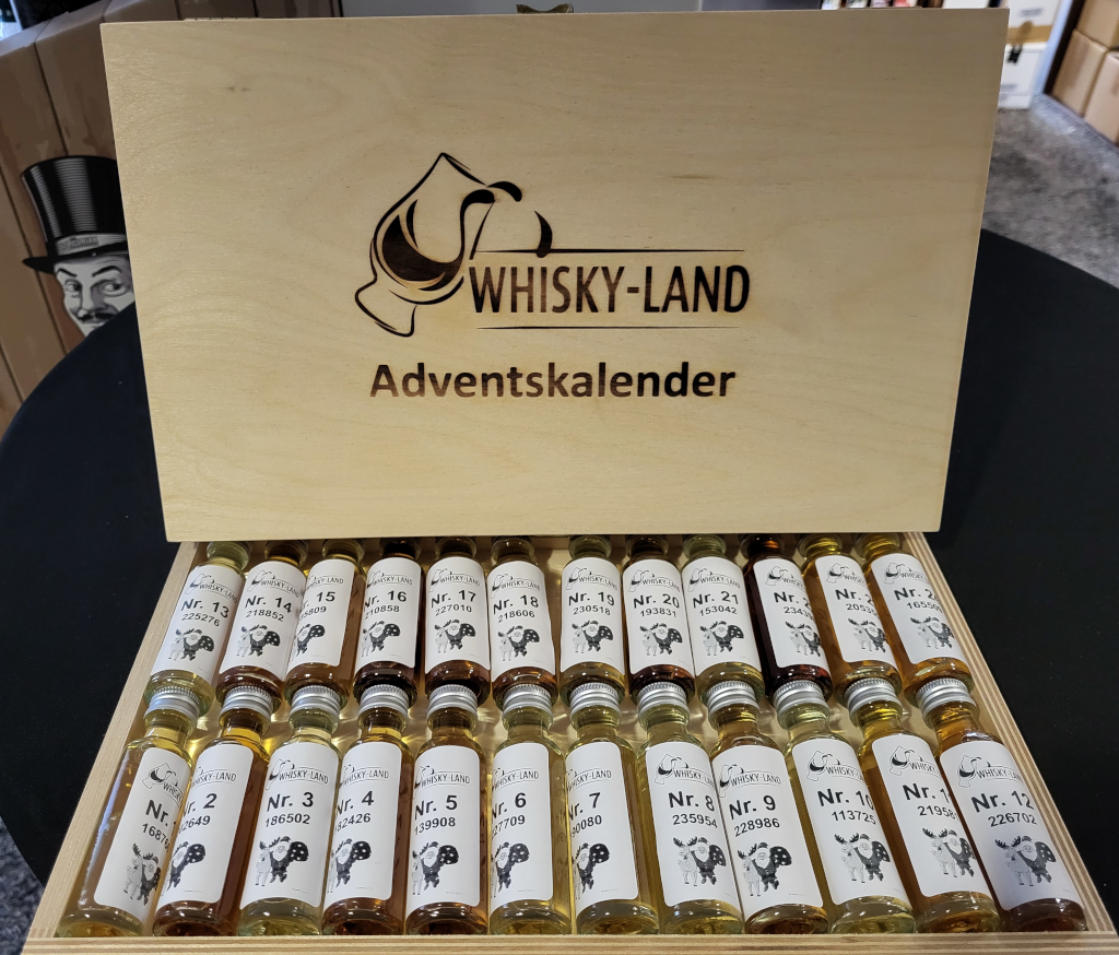Vorbestellung Whisky-Land Adventskalender 2026 mit Holzbox